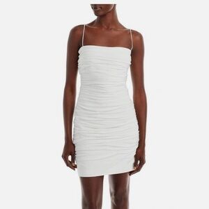 Cinq a Sept Vance White Ruched Sleeveless Mini Dress Bodycon size 12
